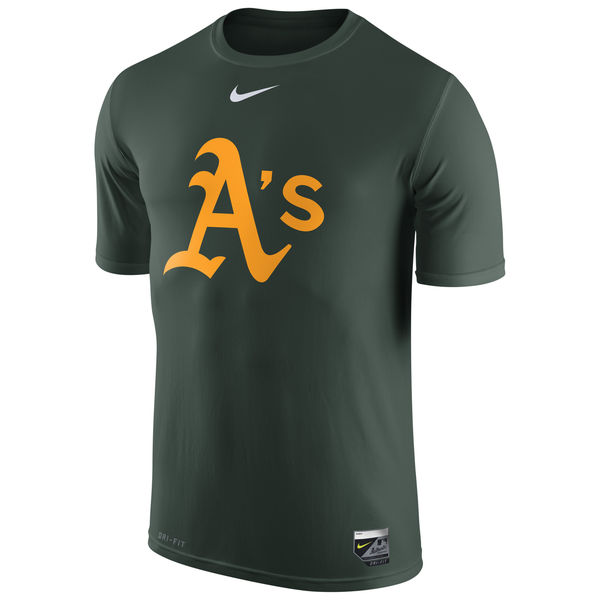 MLB Men Oakland Athletics Nike Authentic Collection Legend Logo 1.5 Performance TShirt  Green->mlb t-shirts->Sports Accessory
